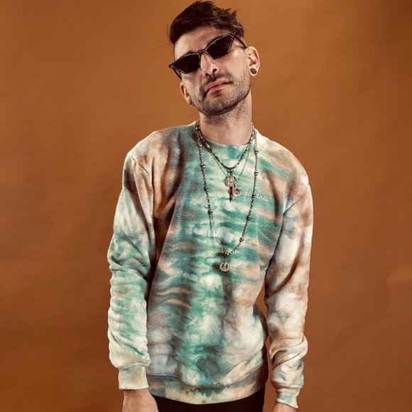 Lizard Queenz Other - Custom Pastel Crewneck Ice Dye Tie Dye Kindness Embroidered Unisex Sweatshirt